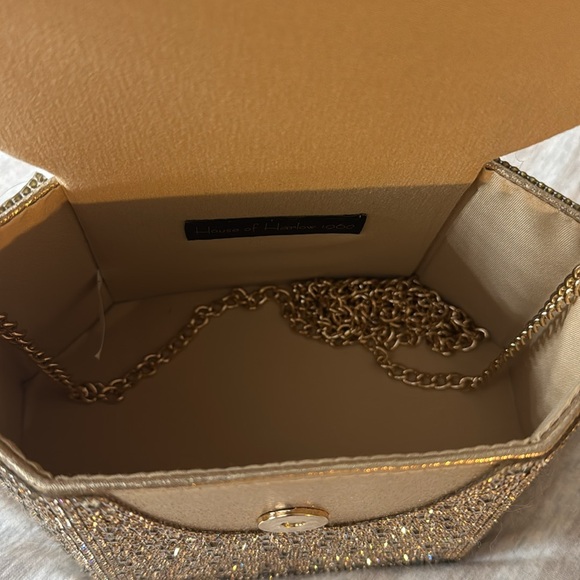 House of Harlow gold rhinestone purse clutch - Picture 4 of 5